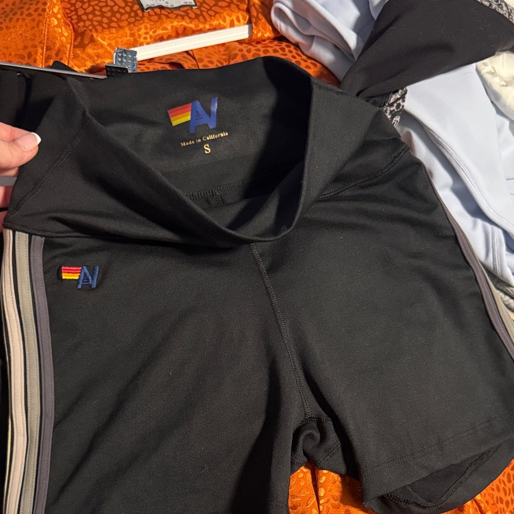 NWT Aviator Nation- Black Athletic Shorts with Logo